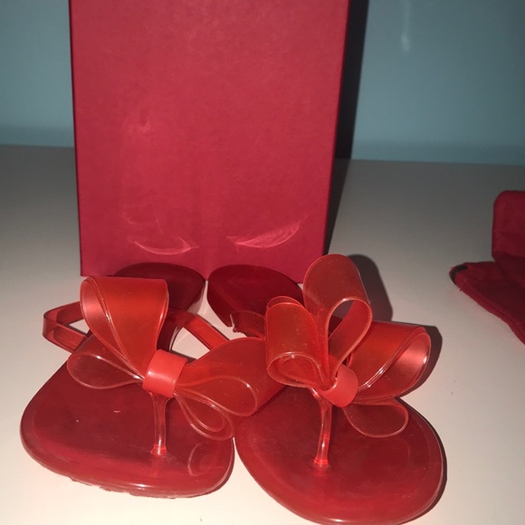 red valentino jelly bow flip flops